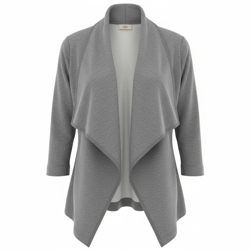 Ugg Womens‎ Janni Fleece Blanket Cardigan Sweater Size S Small Gray White Cozy